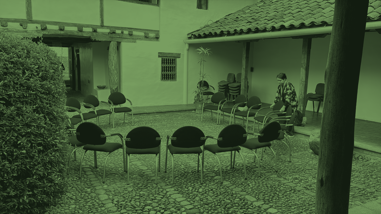 A circle of chairs waiting for the convening